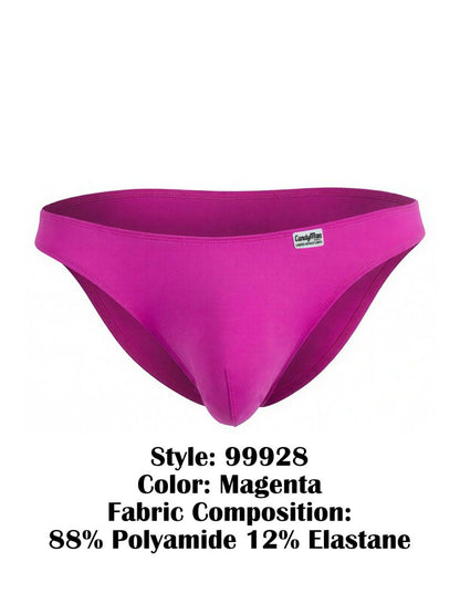 Magenta bikini bottom by candyman made of 88% polyamide 12% elastane with sleek form fitting design and branded waistband