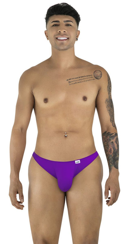 Purple candyMan 99928 bikini briefs with a small white logo on the left hip in orchid color
