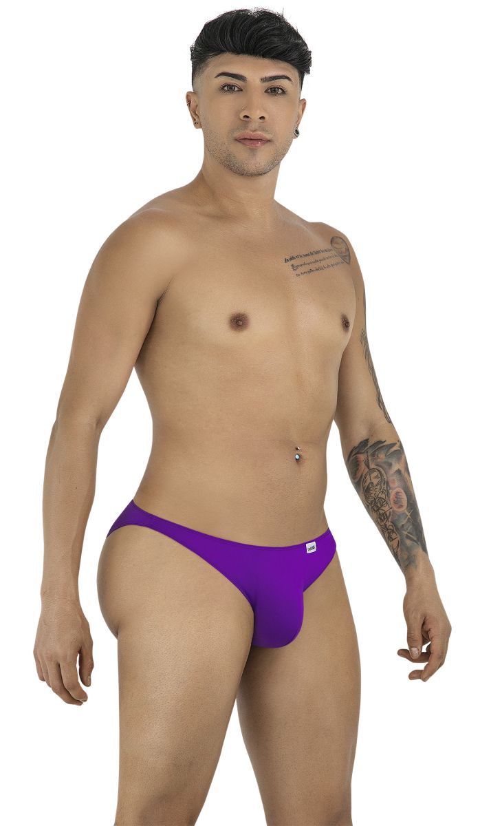 CandyMan 99928 bikini color orchid purple athletic briefs with small white logo on the left hip for activewear