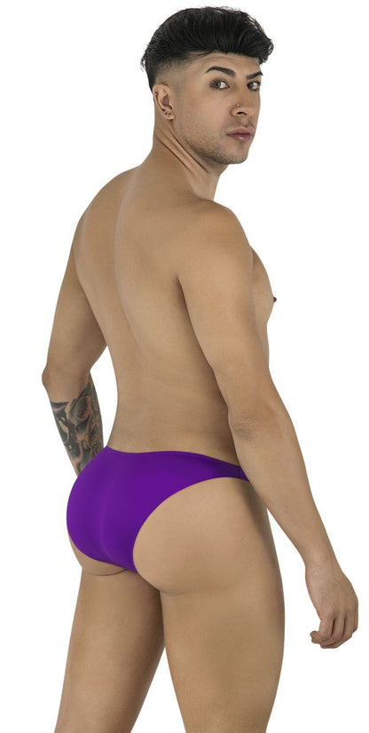 Purple briefs with a smooth, form-fitting design.