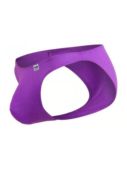 CandyMan 99928 bikini briefs in orchid purple stretch fabric with contoured design and brand tag on waistband