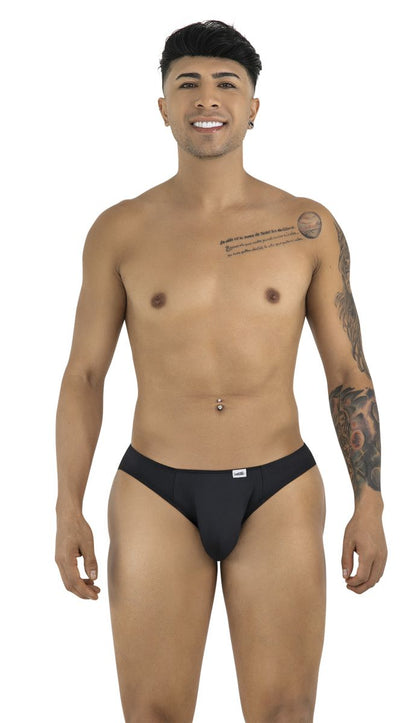Black candyman 99929 jockstrap briefs with a small white logo on the waistband for comfortable support
