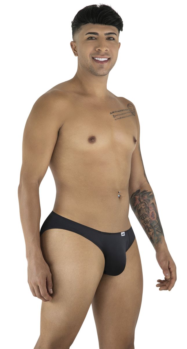 Black candyman 99929 jockstrap briefs with a small white logo on the left hip for comfortable support