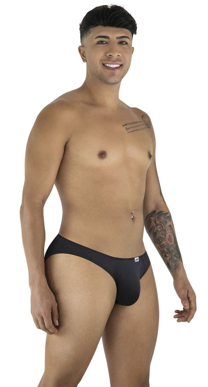 Black candyman 99929 jockstrap briefs with a small white logo on the left hip for comfortable support
