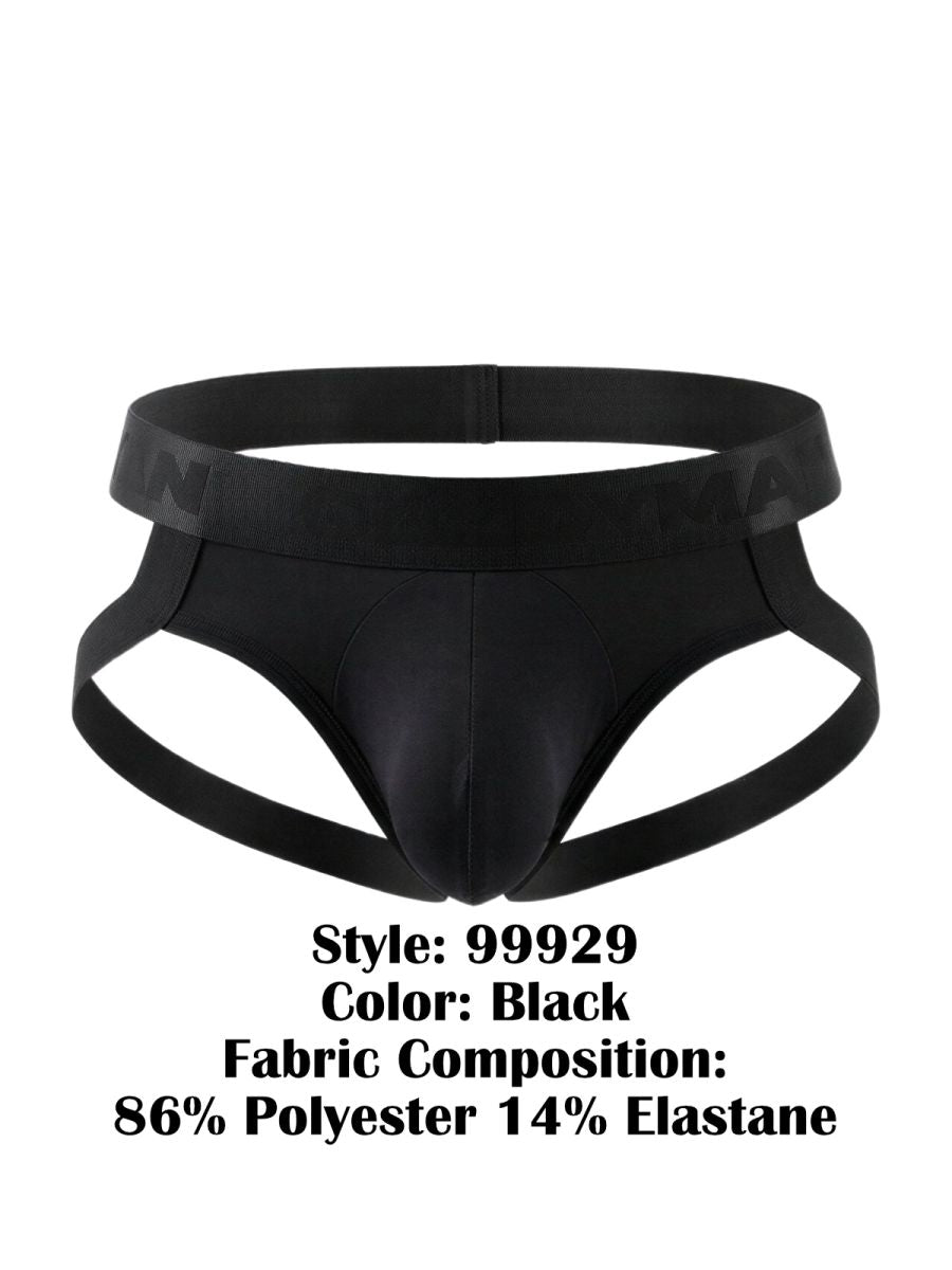 Black mens briefs candyman 99929 jockstrap with sleek form-fitting design and supportive side straps in black