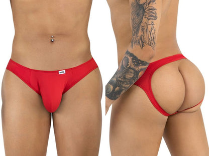 Red candyman 99929 jockstrap with form-fitting pouch and side cutouts designed for men