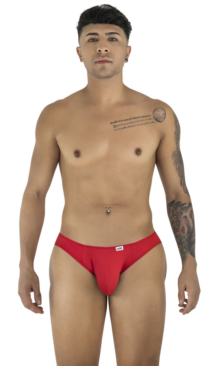 Red briefs with a small white logo on the left hip from candyman 99929 jockstrap in red color