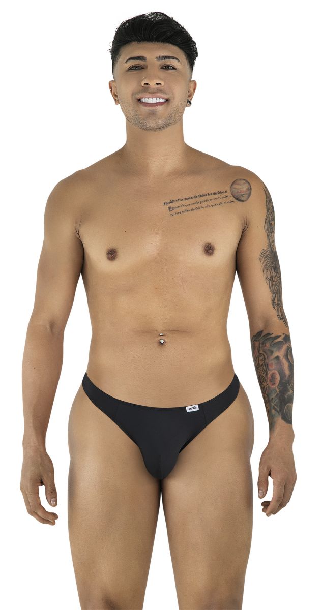 Black CandyMan 99930 thong briefs with a small white logo on the waistband in comfortable fabric