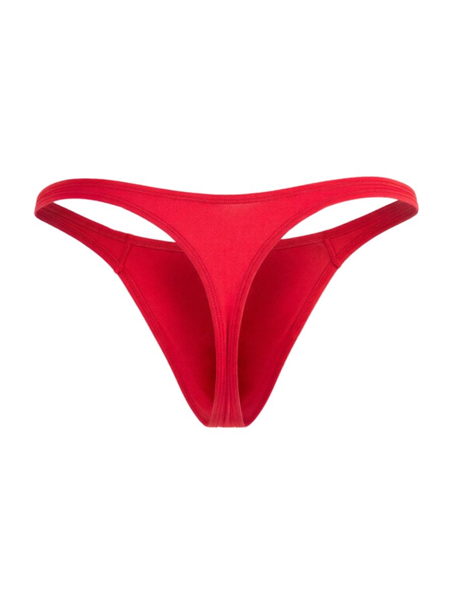 A vibrant red CandyMan 99930 thong made of smooth stretchy fabric with a sleek minimalist design