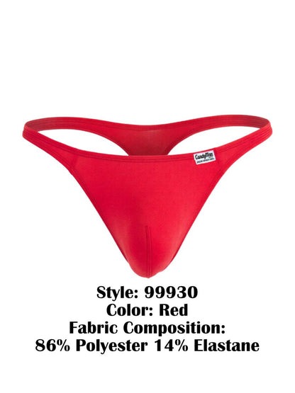 CandyMan 99930 red thong with smooth form-fitting design made from 86% polyester and 14% elastane
