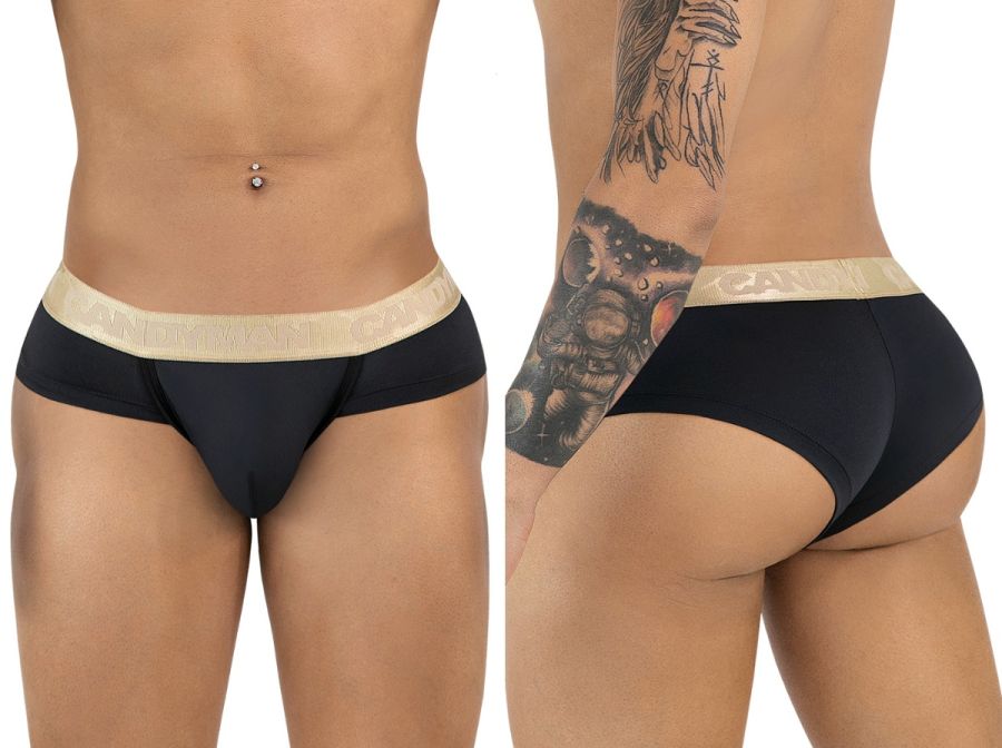 Black candyman 99932 briefs with cream textured elastic waistband designed for comfort and style
