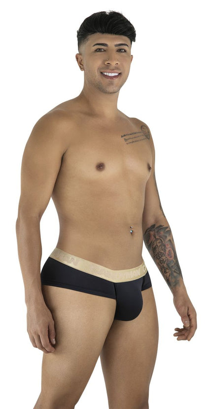 Black CandyMan 99932 briefs with a contrasting beige waistband made of soft breathable fabric for everyday comfort