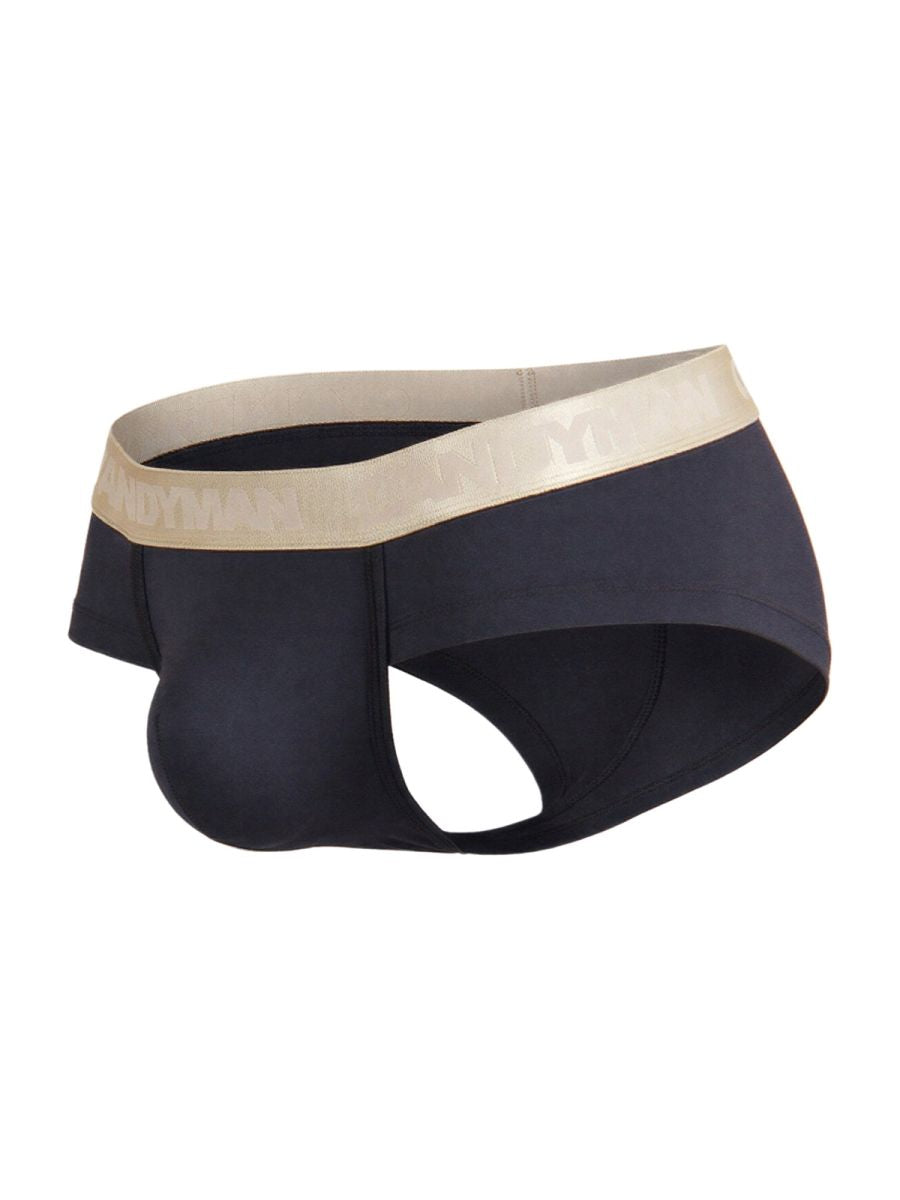 Black CandyMan 99932 briefs with beige elastic waistband featuring subtle branding for comfortable daily wear