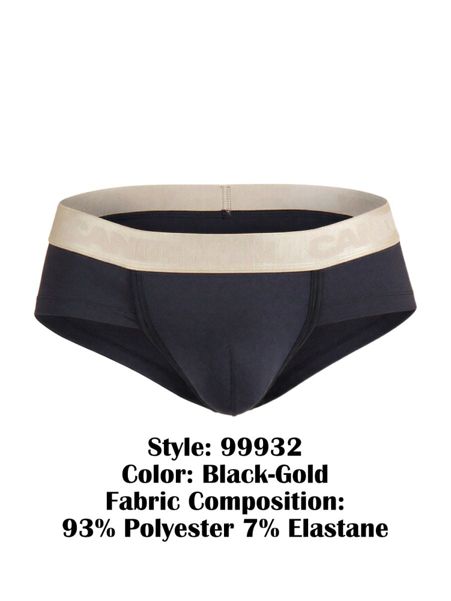 Black and gold candyMan 99932 men’s briefs with beige elastic waistband made from 93 polyester 7 elastane