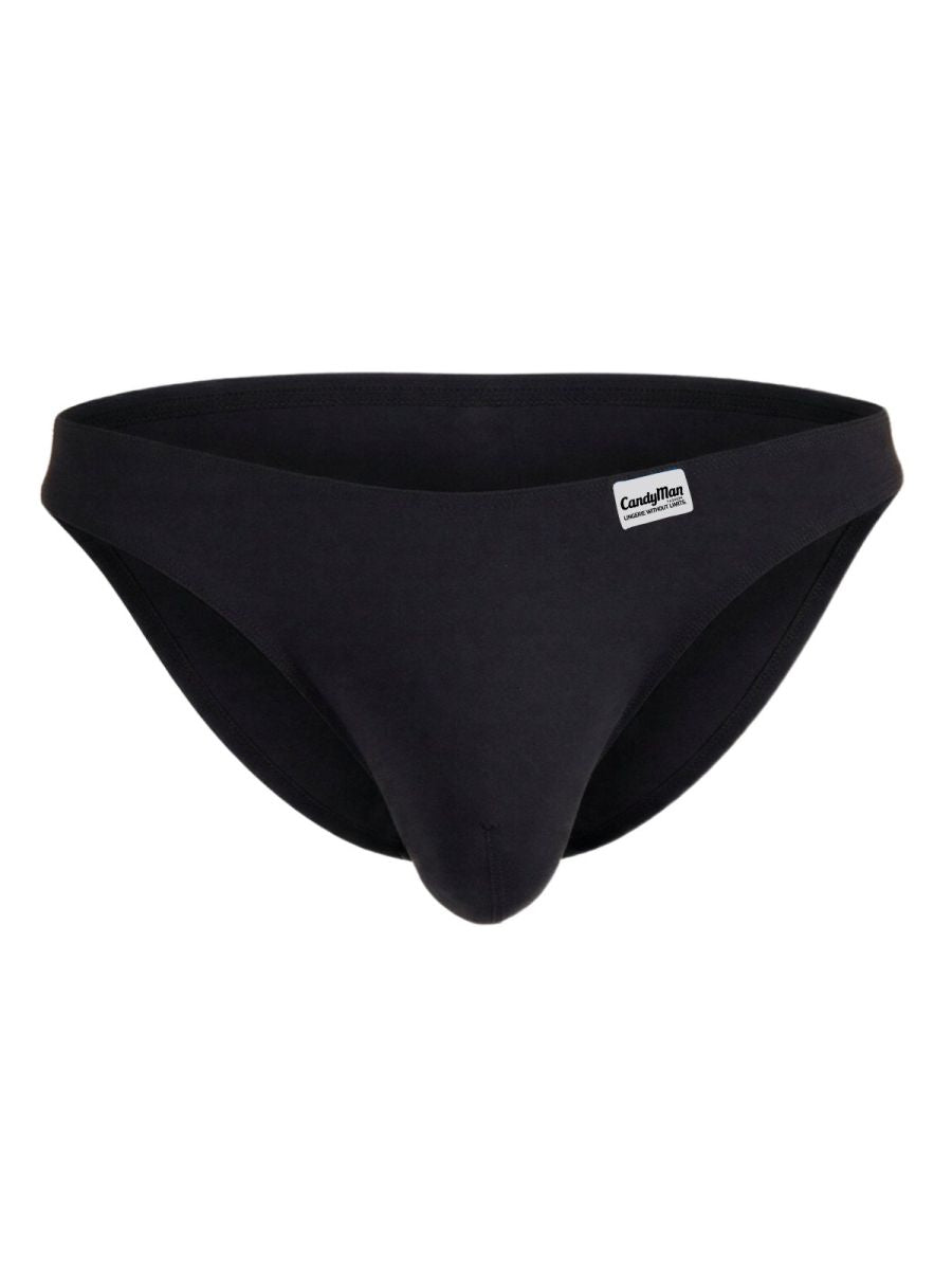 Black candyman 99932 men’s briefs with smooth form-fitting design and small white brand tag on waistband