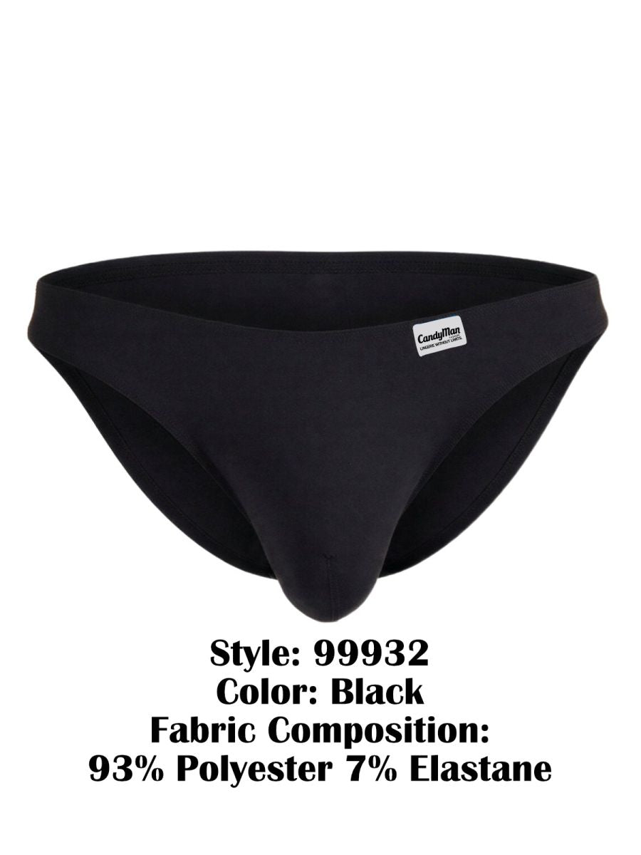 Candidman 99932 black men’s briefs made from a stretchy 93 polyester and 7 elastane blend for comfort