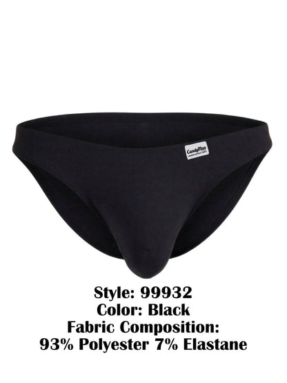 Candidman 99932 black men’s briefs made from a stretchy 93 polyester and 7 elastane blend for comfort