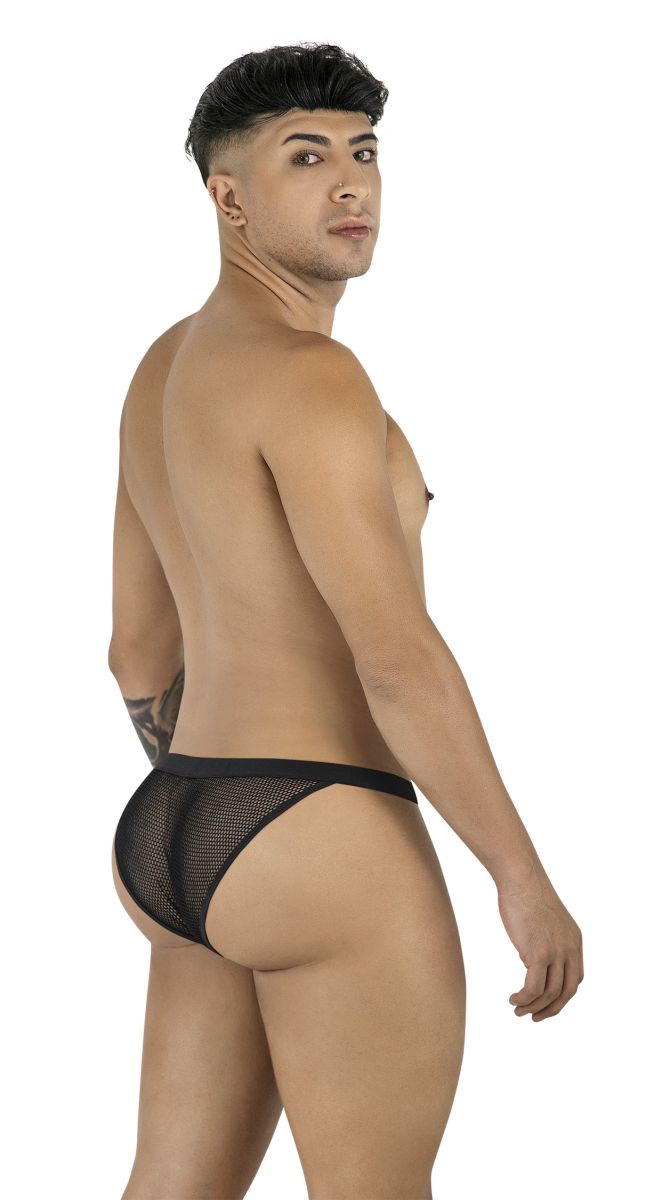 Candyman 99933 bikini black mesh briefs with a sleek form-fitting design in black mesh material