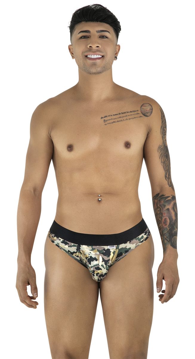 CandyMan 99938 camouflage briefs with black waistband featuring a comfortable cotton blend material