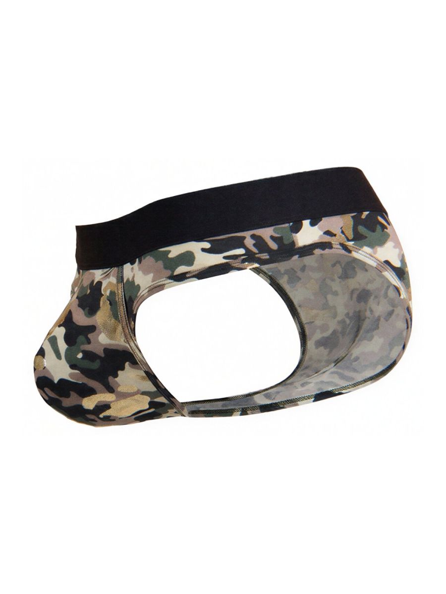 CandyMan 99938 briefs color camo camouflage patterned men’s briefs with black elastic waistband front view