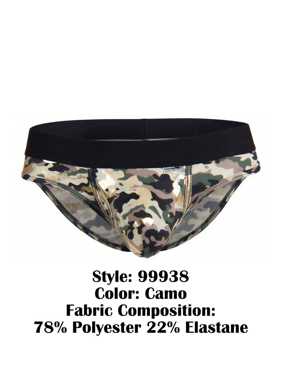 CandyMan 99938 briefs in camo pattern with black waistband made of 78% polyester 22% elastane