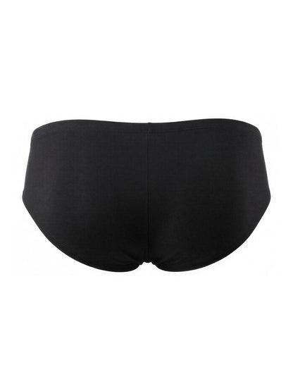Back view of black CandyMan 99943 trunks featuring a smooth, form-fitting fabric and a center back seam.