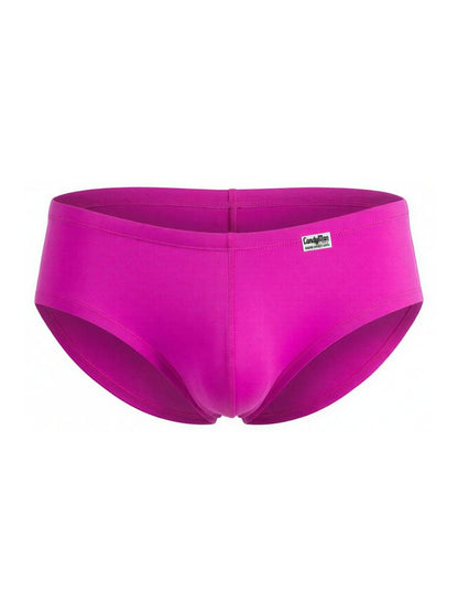Magenta CandyMan 99943 trunks with a fitted contour pouch, smooth fabric, and brand logo label on the front right.