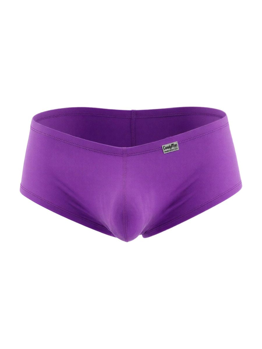 CandyMan 99943 orchid purple trunks with a contour pouch and a small brand label on the front right hip.