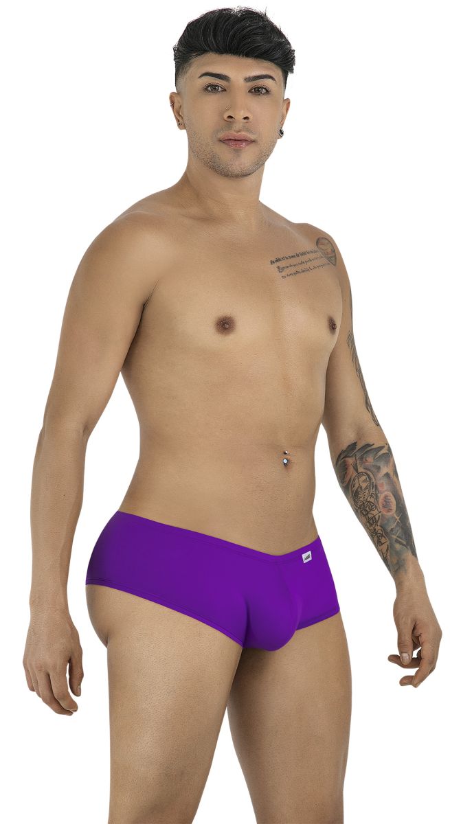CandyMan 99943 trunks in orchid purple, featuring a low-rise, form-fitting cut with a small side logo tag.