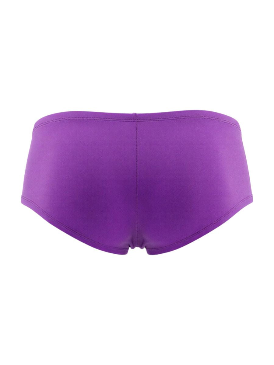 Back view of CandyMan 99943 orchid-colored trunks with a smooth, fitted cut and center seam.