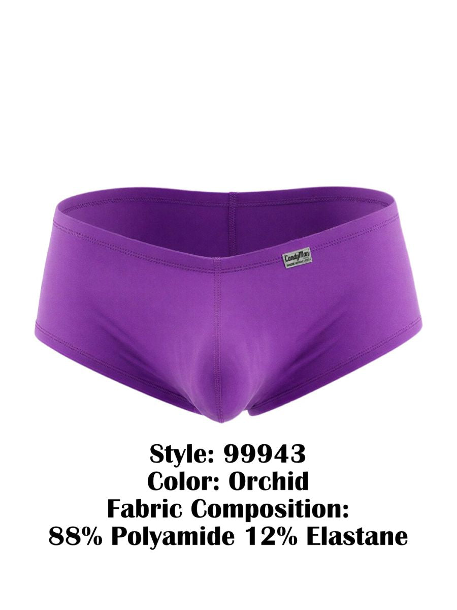 CandyMan 99943 orchid-colored trunks in a polyamide/elastane blend, featuring a contoured pouch and brand tag.