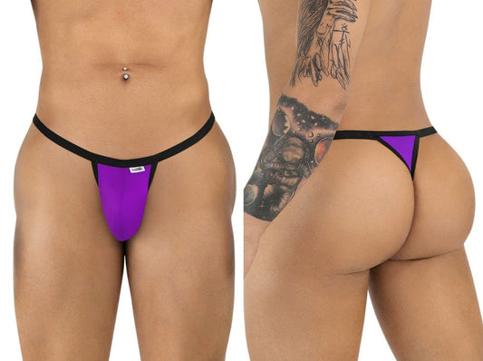 CandyMan 99948 orchid-colored thong featuring a contoured front pouch and minimal black elastic waistband.