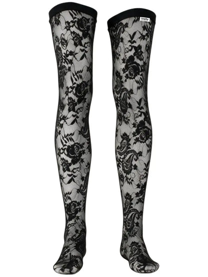 CandyMan 99968 Herrenunterwäsche verführerische Spitzen-Overknees Farbe Schwarz
