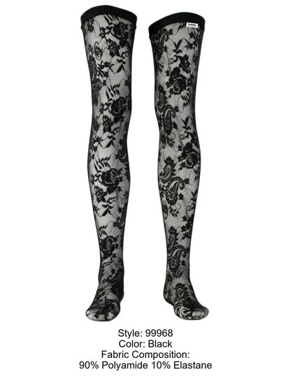 CandyMan 99968 Herrenunterwäsche verführerische Spitzen-Overknees Farbe Schwarz