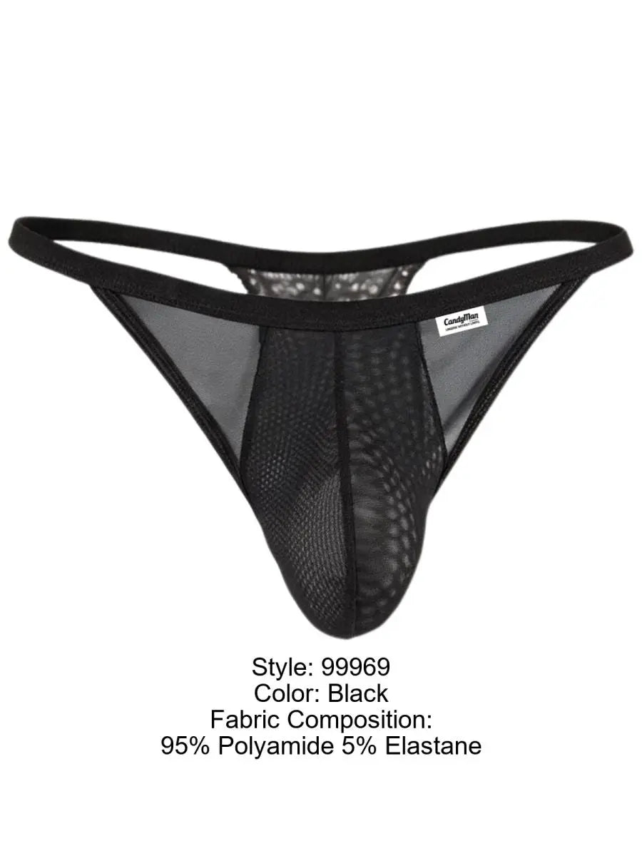 CandyMan 99969 Herrenunterwäsche Netzspitze Verführerischer Tanga Farbe Schwarz