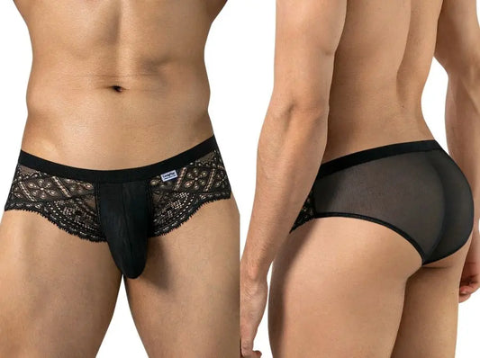 CandyMan 99970 Men's Underwear Seductive Mesh Lace Briefs Color Black