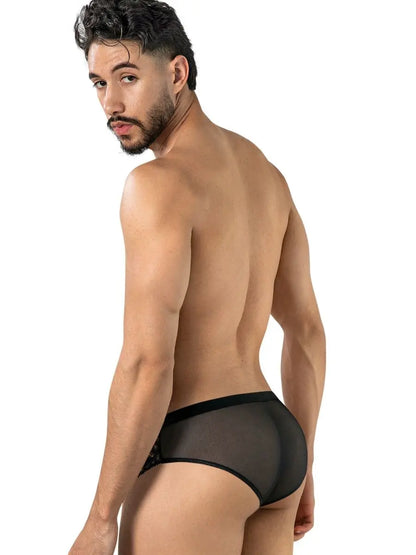 CandyMan 99970 Herrenunterwäsche Verführerischer Netz-Spitzen-Slip Farbe Schwarz