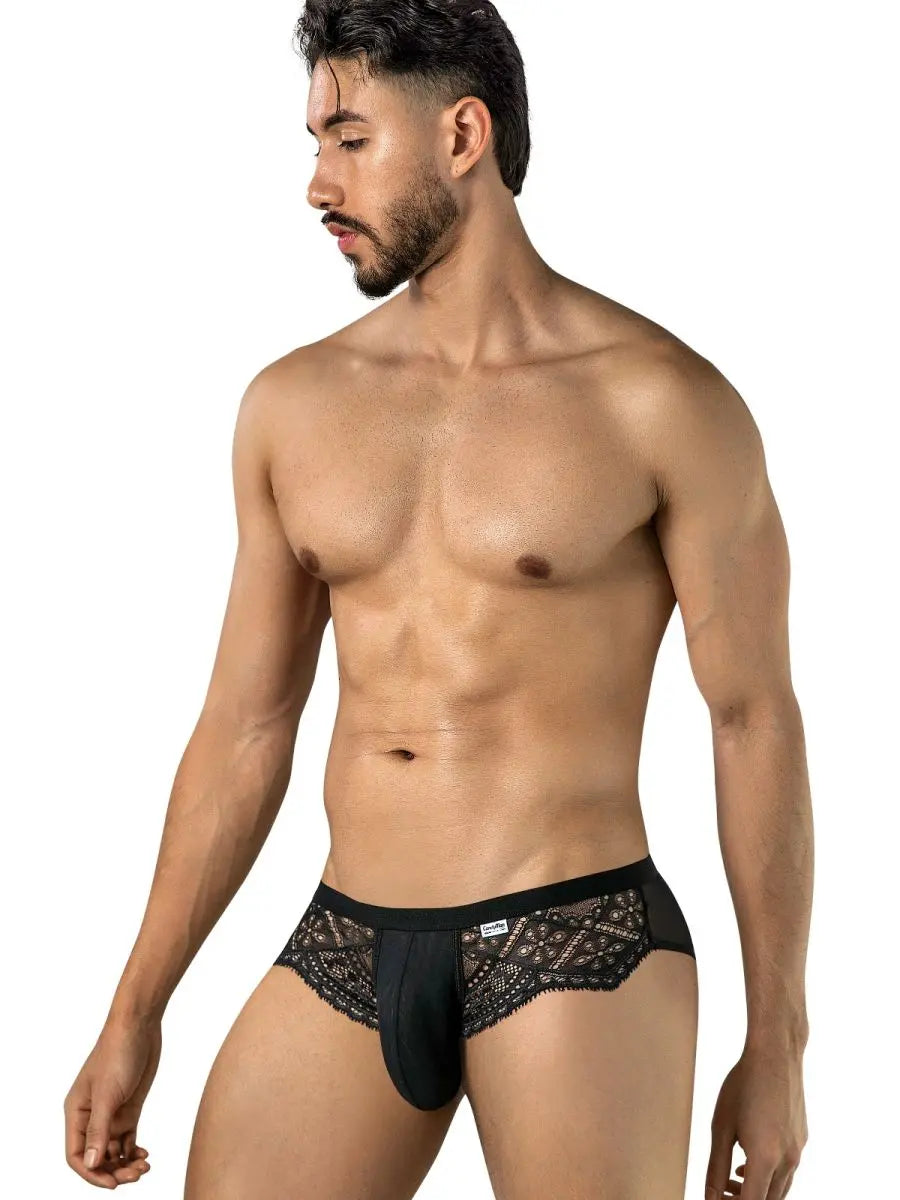 CandyMan 99970 Herrenunterwäsche Verführerischer Netz-Spitzen-Slip Farbe Schwarz