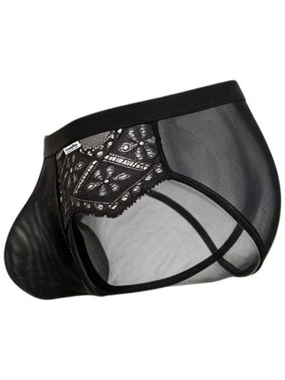 CandyMan 99970 Herrenunterwäsche Verführerischer Netz-Spitzen-Slip Farbe Schwarz