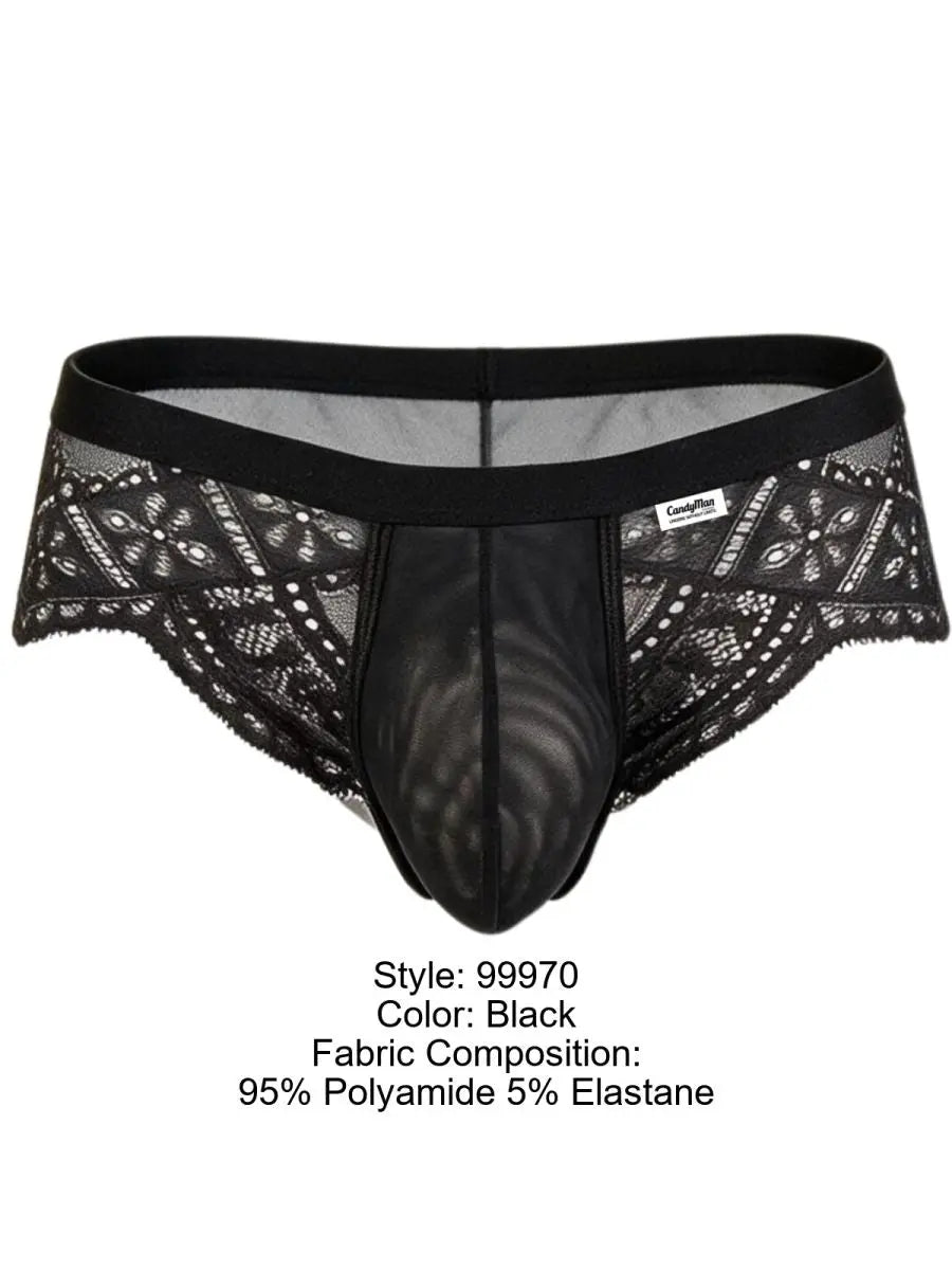 CandyMan 99970 Herrenunterwäsche Verführerischer Netz-Spitzen-Slip Farbe Schwarz