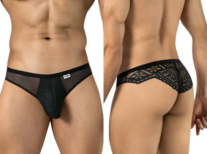 CandyMan 99971 Herrenunterwäsche verführerischer Netz-Spitzen-String Farbe Schwarz