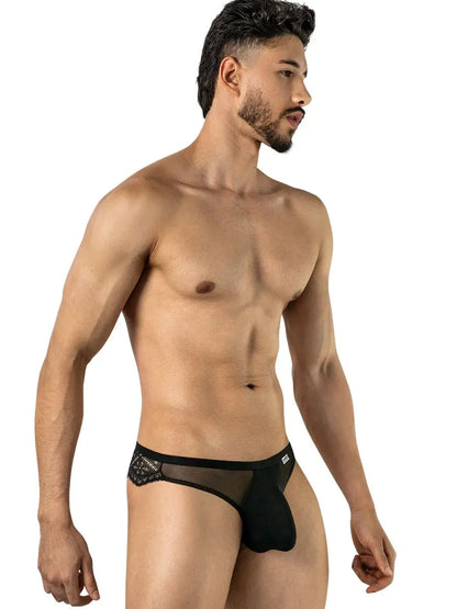 CandyMan 99971 Herrenunterwäsche verführerischer Netz-Spitzen-String Farbe Schwarz