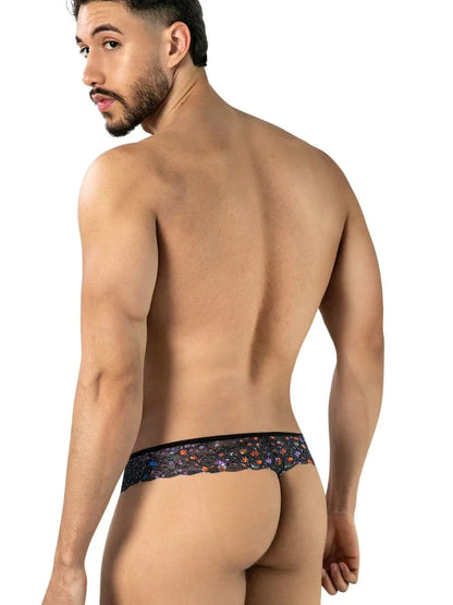 CandyMan 99975 Herrenunterwäsche bedruckte Netz-Tangas Farbe Schwarz