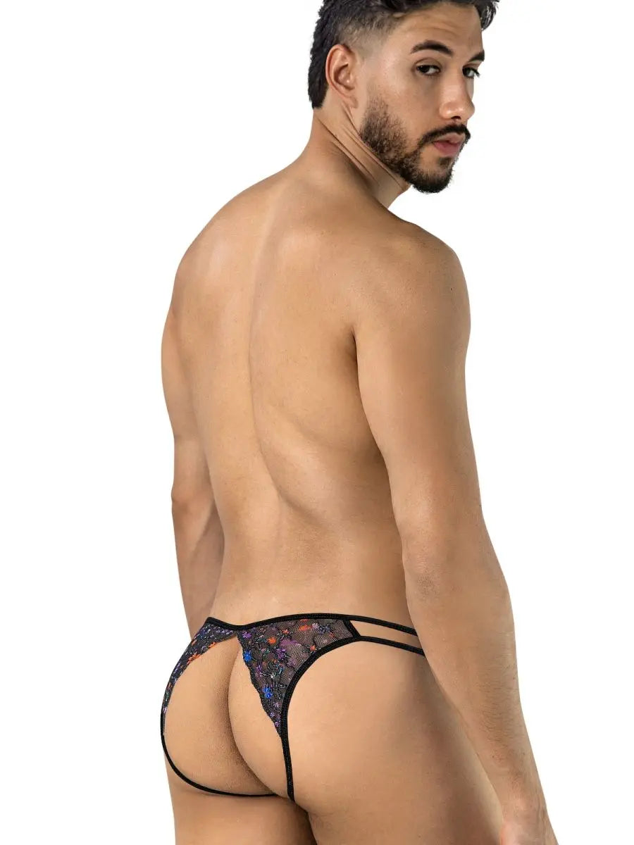 CandyMan 99977 Herrenunterwäsche verfüdherischer Jockstrap aus bedrucktem Netzstoff Farbe Schwarz