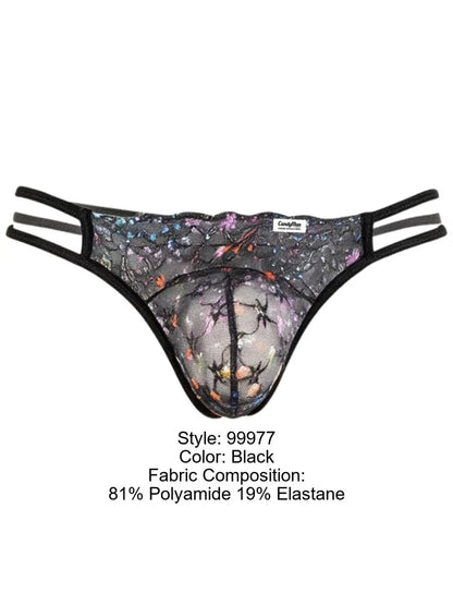 CandyMan 99977 Herrenunterwäsche verfüdherischer Jockstrap aus bedrucktem Netzstoff Farbe Schwarz