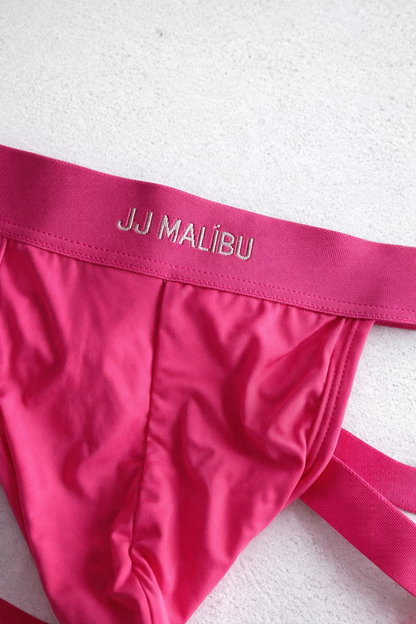 JJ Malibu Men's Host-or-Travel Adjustable Jock Thong - Hot Pink