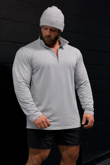 Jed North Men's Quarter-Zip Training Long Sleeve - Heather Gray
