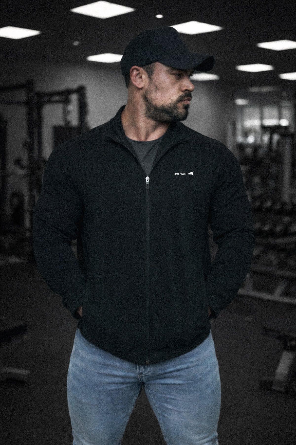 Jed North Men's Premium Athletic Training Jacket - Black