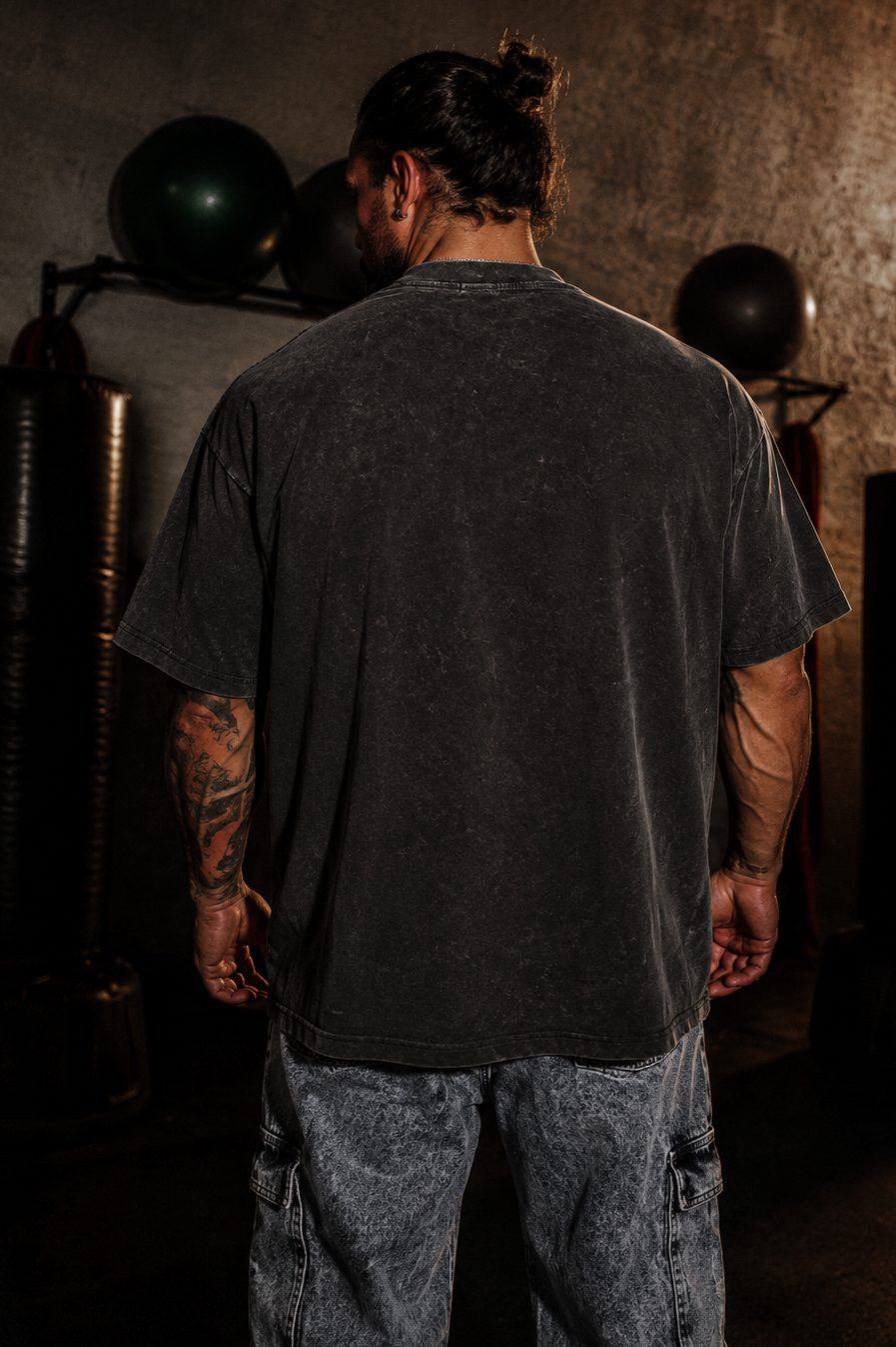 Jed North Men's Vintage Washed Oversized T-Shirt - Charcoal Black