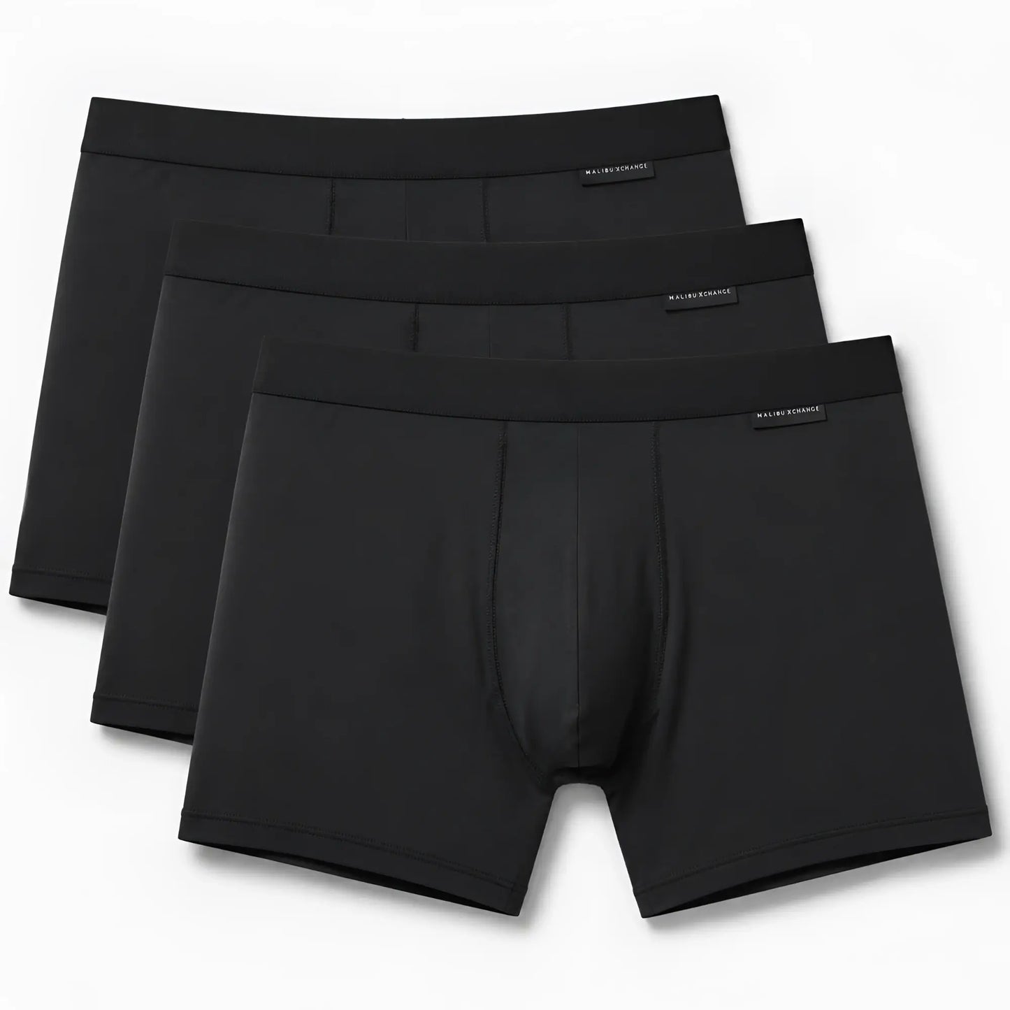 Malebasics classic tripack black men’s boxer briefs with smooth seamless design and elastic waistband